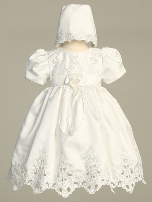 Shantung dress with cutwork