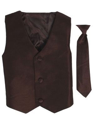 Poly silk vest & clip-on necktie