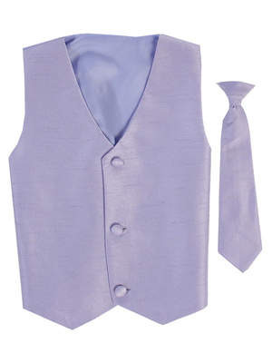 Poly silk vest & clip-on necktie
