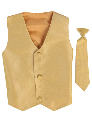 Poly silk vest & clip-on necktie