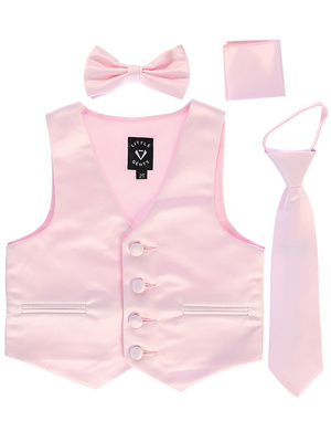 Satin vest with zipper tie, bowtie & hanky