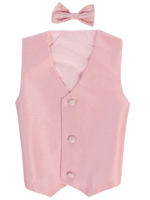 Poly silk vest & clip-on bowtie