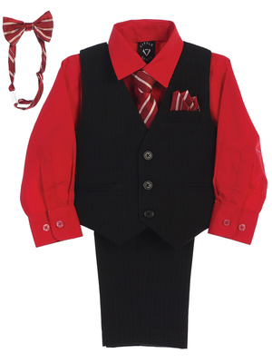 Black pin-striped vest & pant set