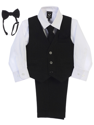 Black pin-striped vest & pant set