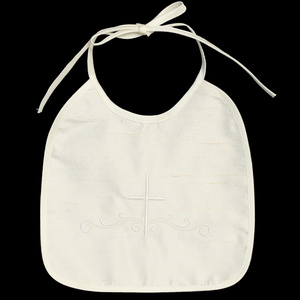100% Raw silk bib with embroidered cross