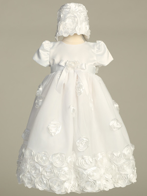 Floral ribbon tulle gown