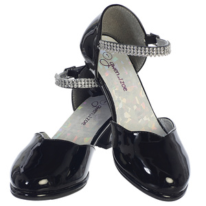 Girls shoes with 2" heel & rhinestone strap