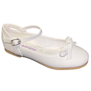 Girls flat shoes with bow & ankle strap