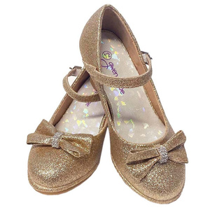 Girls 2" heel shoes w/ bow & strap