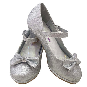 Girls 2" heel shoes w/ bow & strap