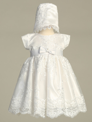 Corded and embroidered tulle dress