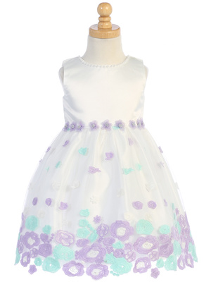 Satin with embroidered tulle