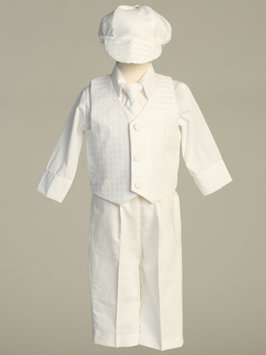 Polyester checkered vest and cotton pant set