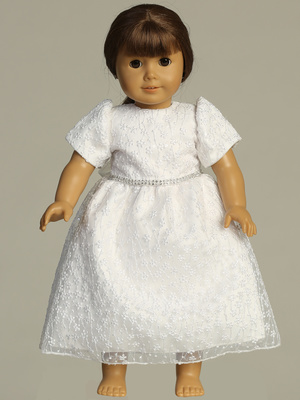 Doll dress - Embroidered tulle with sequins