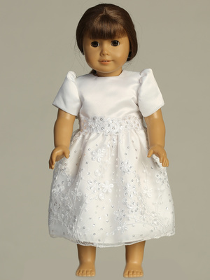 Doll dress - Satin & Embroidered tulle with sequins
