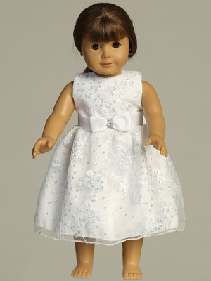 Doll dress - Embroidered tulle with sequins