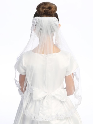 24" veil on comb with corded lace trim